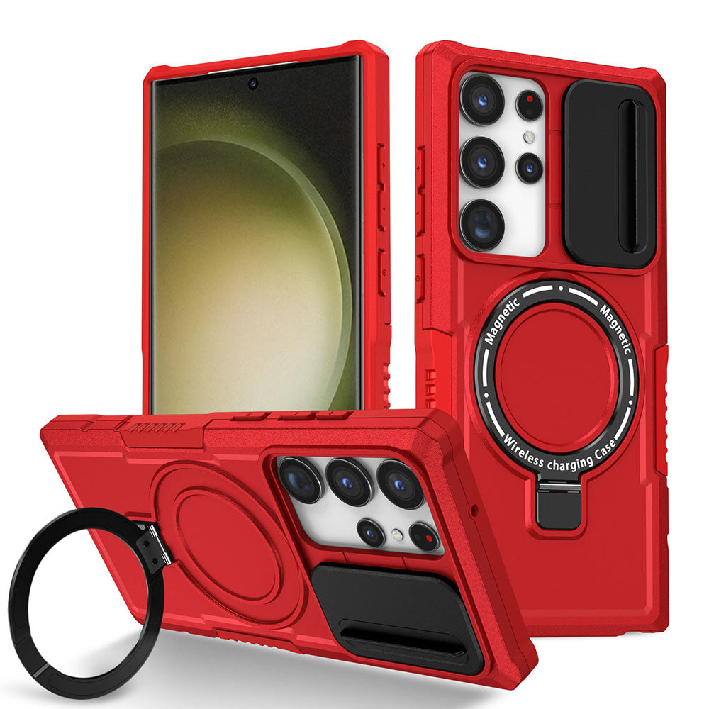 Magnetic  Holder Lens Protection Sliding Window Phone Case For Samsung