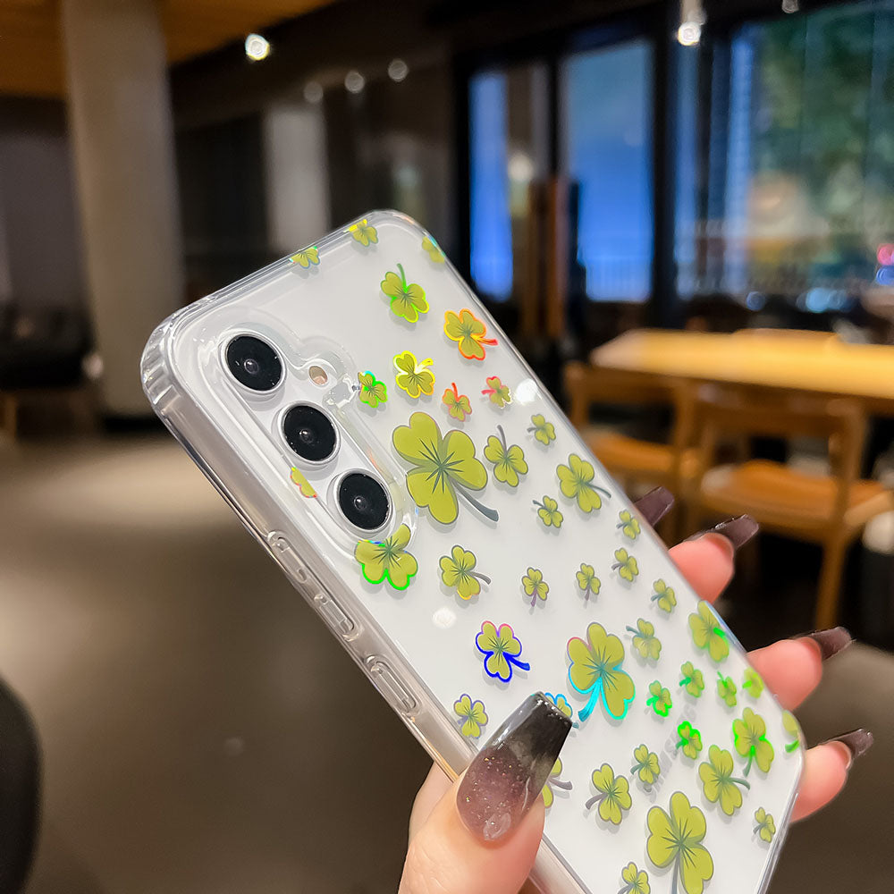 Electroplated Small Floral Laser Colorful Flower Anti-Fall Phone Case For Samsung