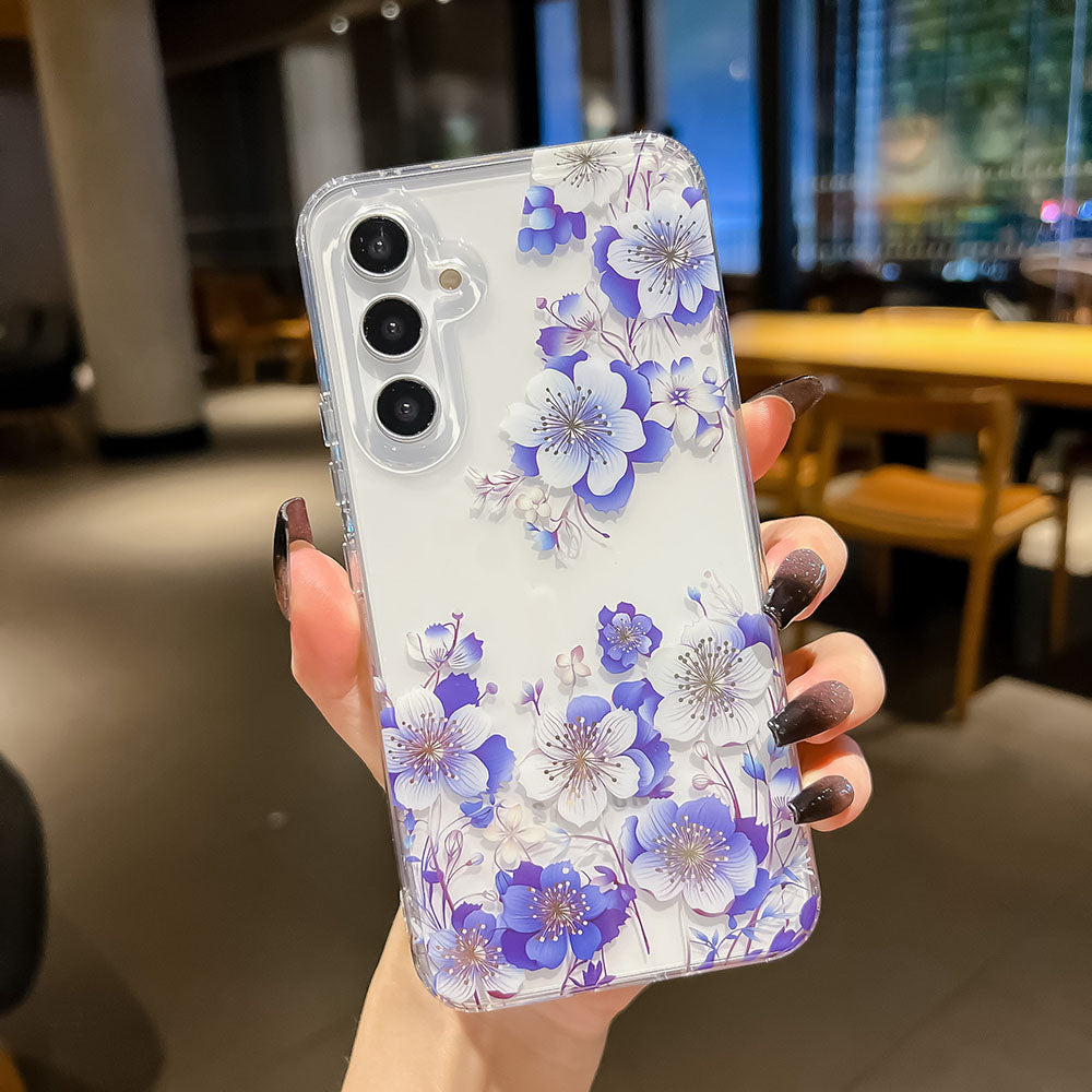 Electroplated Small Floral Laser Colorful Flower Anti-Fall Phone Case For Samsung