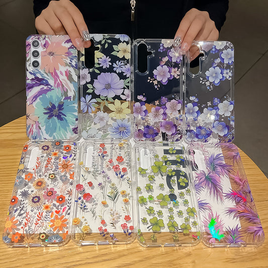 Electroplated Small Floral Laser Colorful Flower Anti-Fall Phone Case For Samsung