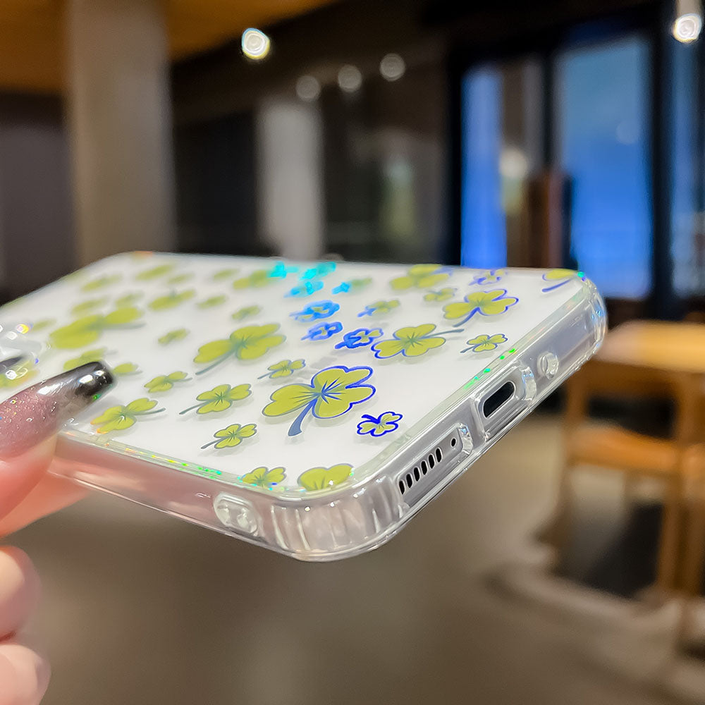 Electroplated Small Floral Laser Colorful Flower Anti-Fall Phone Case For Samsung