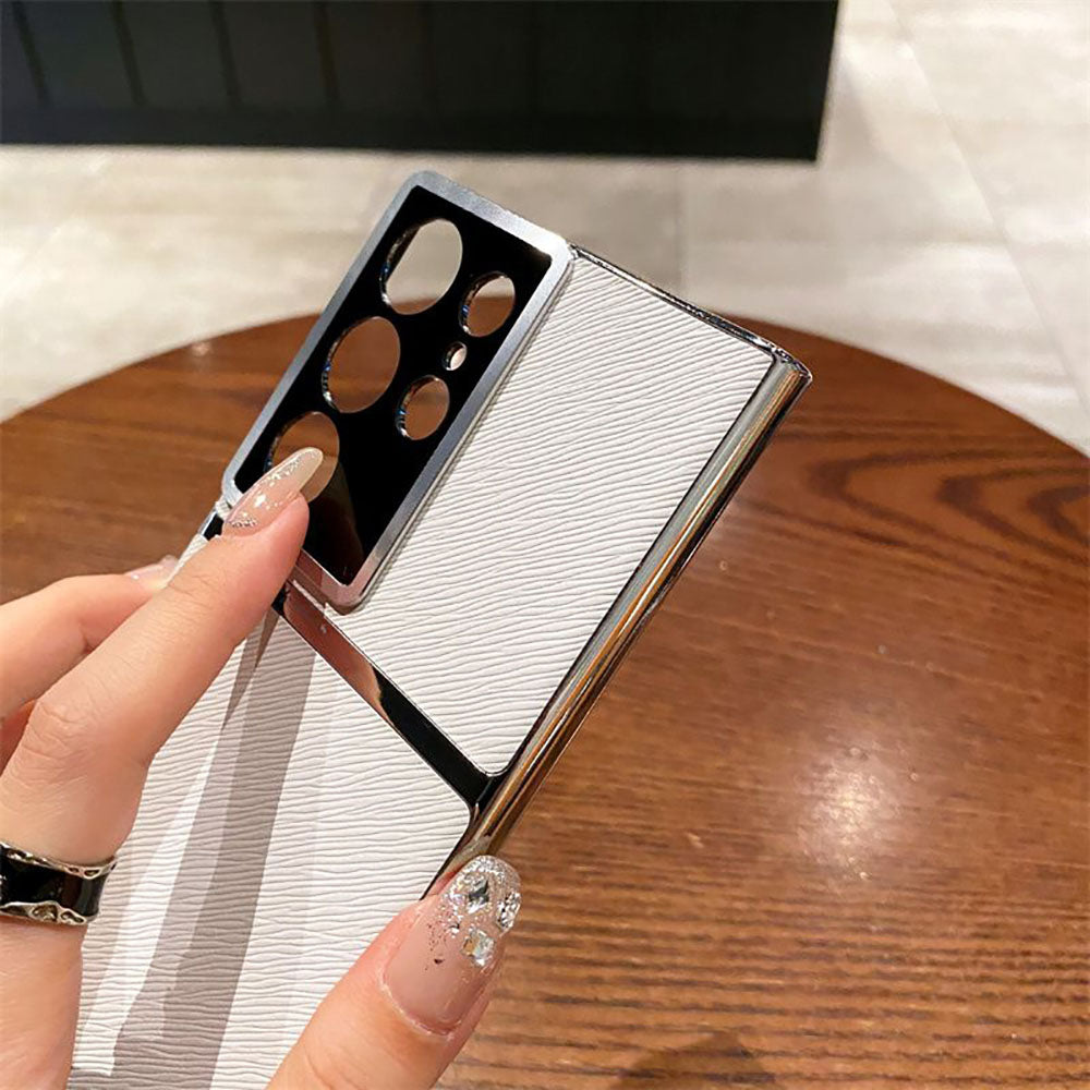 Simple Lens Protection Oblique Leather Grain Anti-Fall Phone Case For Samsung Galaxy