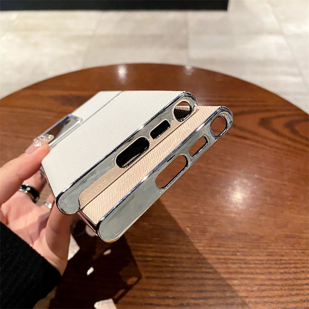 Simple Lens Protection Oblique Leather Grain Anti-Fall Phone Case For Samsung Galaxy