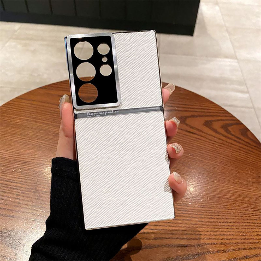 Simple Lens Protection Oblique Leather Grain Anti-Fall Phone Case For Samsung Galaxy