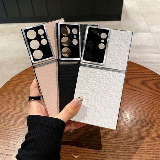 Simple Lens Protection Oblique Leather Grain Anti-Fall Phone Case For Samsung Galaxy