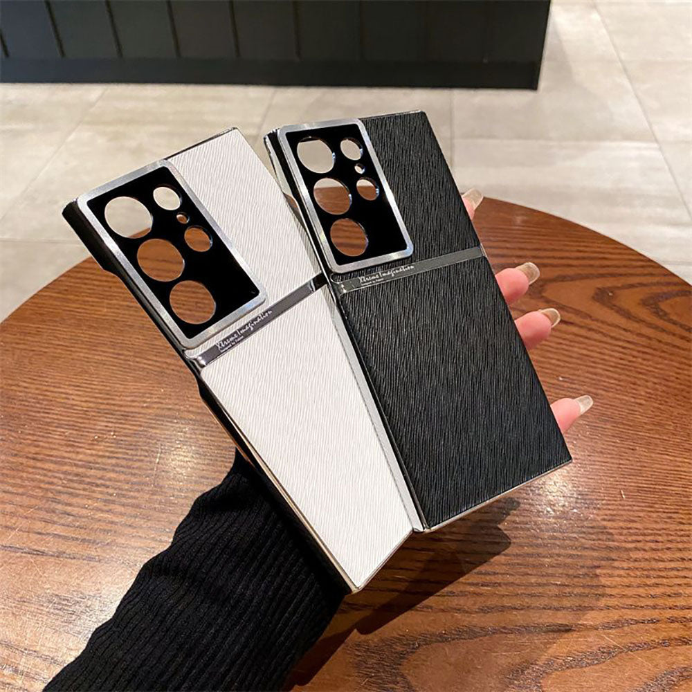 Simple Lens Protection Oblique Leather Grain Anti-Fall Phone Case For Samsung Galaxy