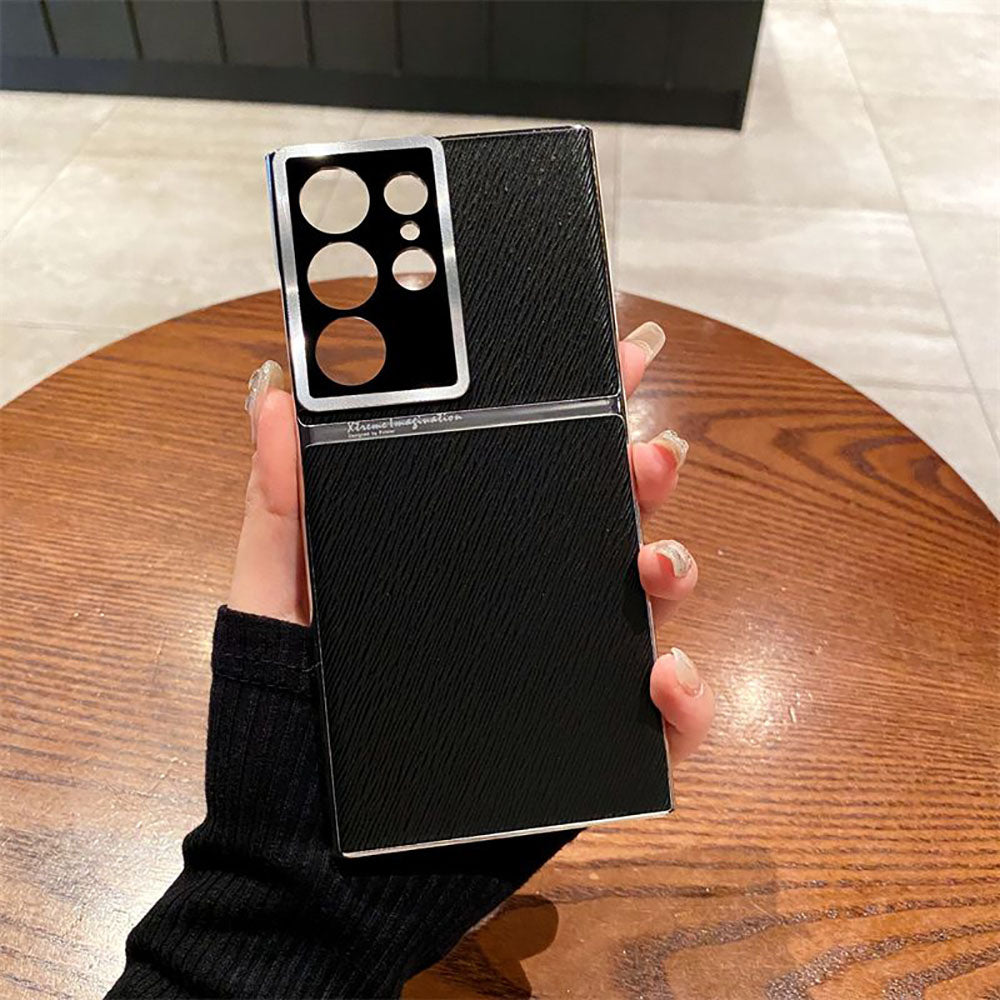 Simple Lens Protection Oblique Leather Grain Anti-Fall Phone Case For Samsung Galaxy