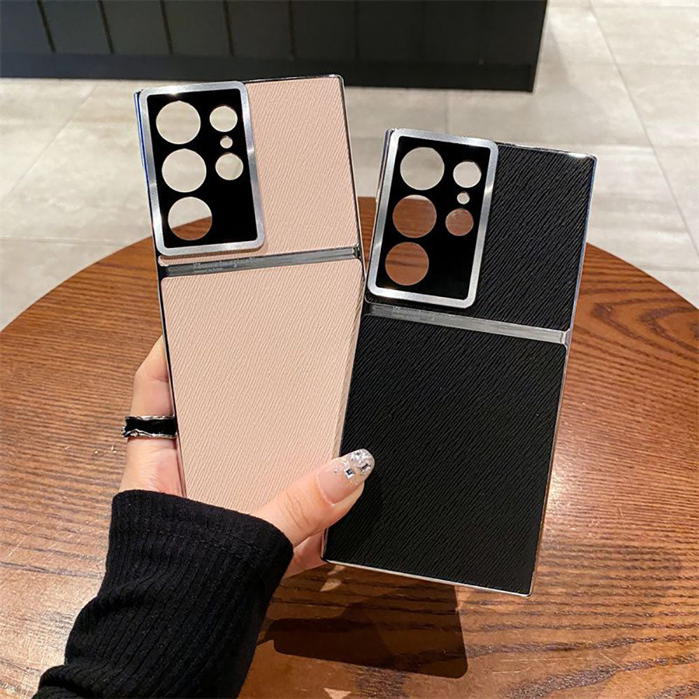 Simple Lens Protection Oblique Leather Grain Anti-Fall Phone Case For Samsung Galaxy