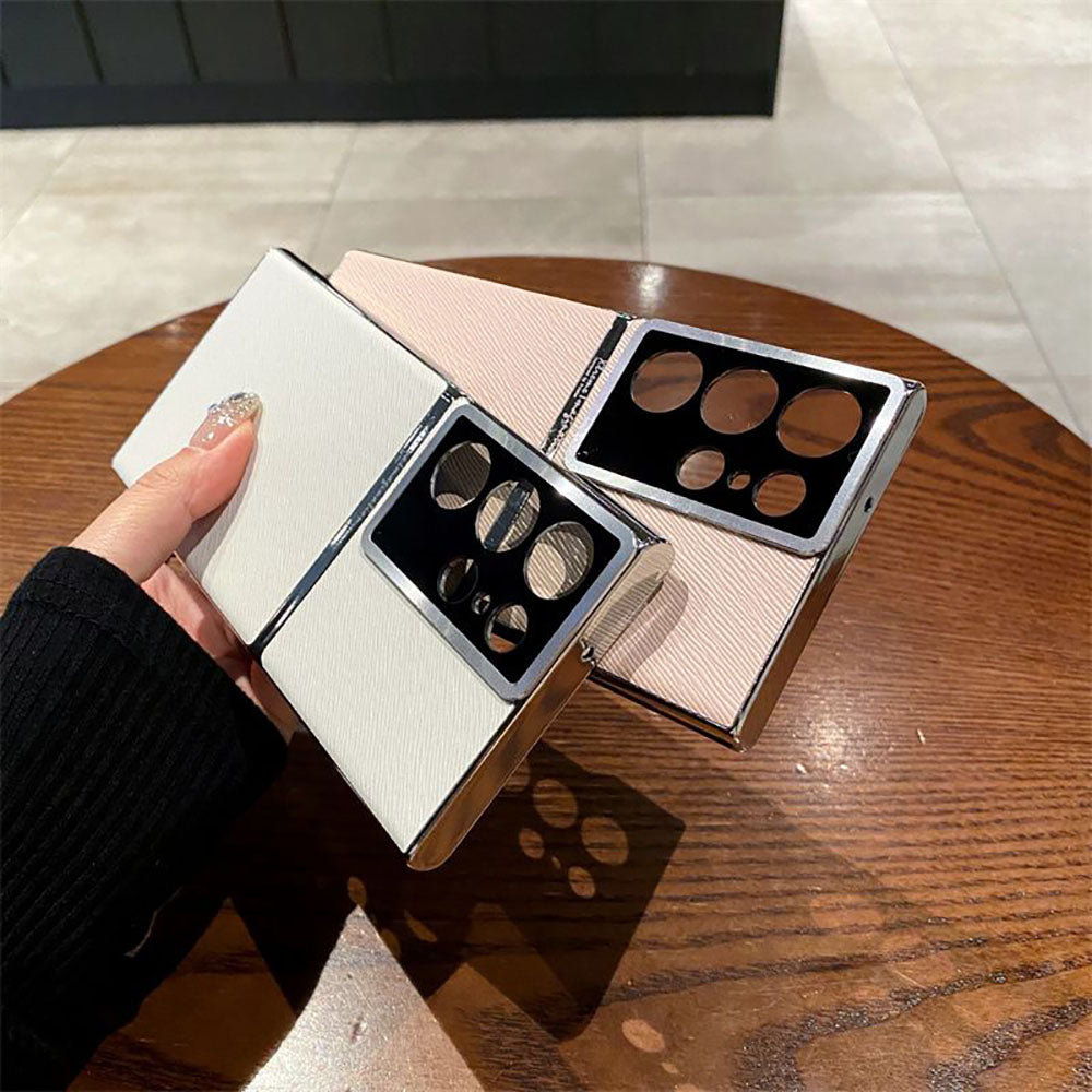 Simple Lens Protection Oblique Leather Grain Anti-Fall Phone Case For Samsung Galaxy