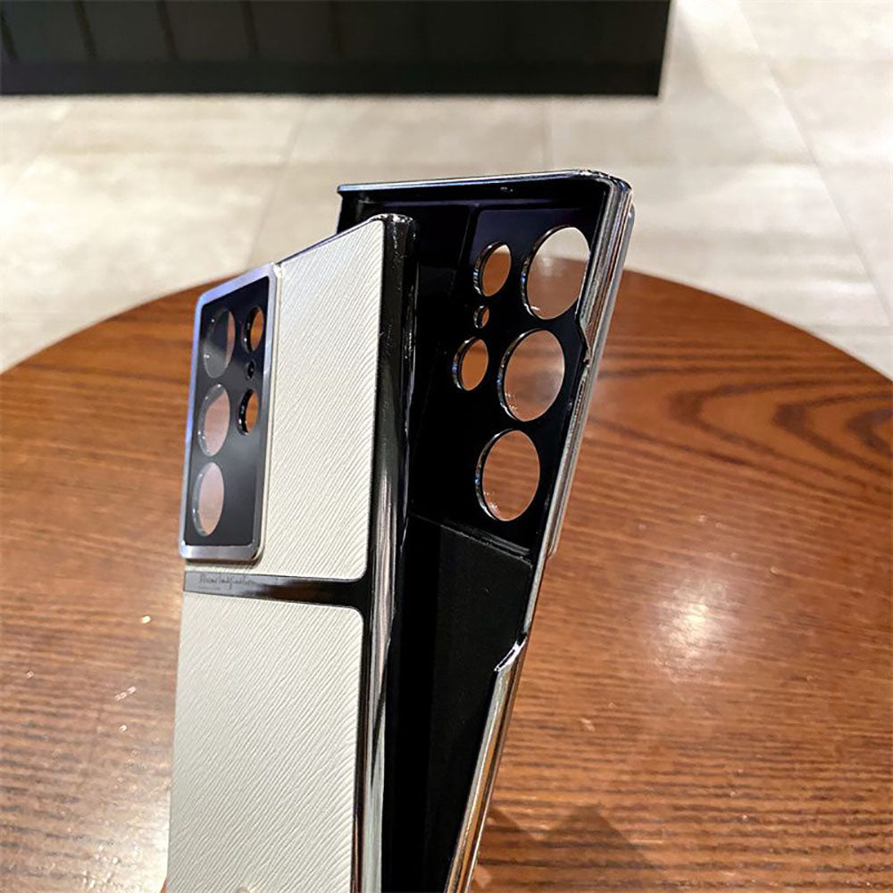 Simple Lens Protection Oblique Leather Grain Anti-Fall Phone Case For Samsung Galaxy