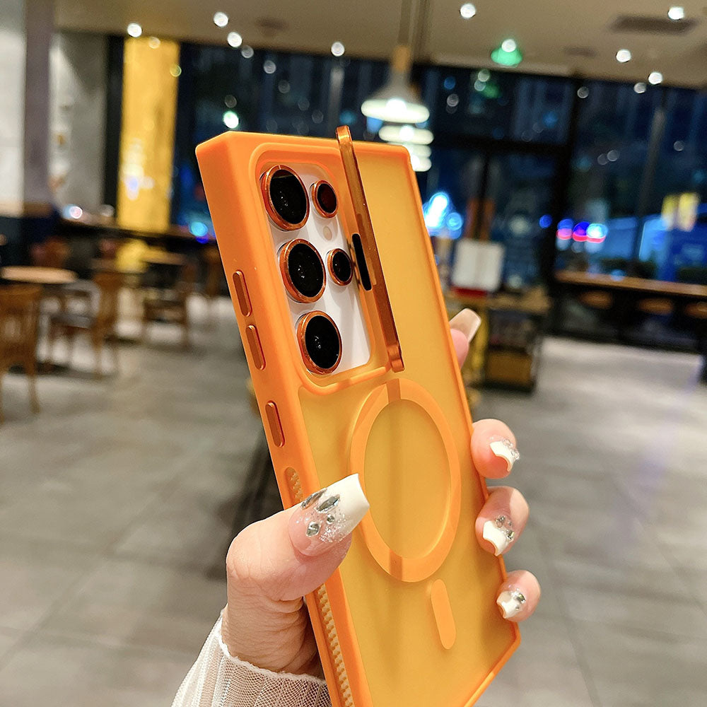 Side Cooling Matte Metal Lens Holder Magnetic Phone Case For Samsung Galaxy With Lens Protective Film