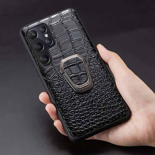 High-End Leather Crocodile Pattern Stand Phone Case For Samsung