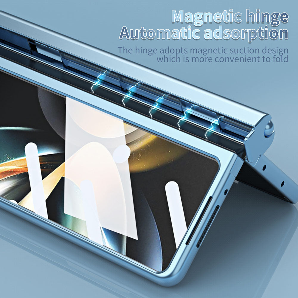 Magnetic Hinge Pen Slot Electroplated Lens Protection Folding Phone Case For Samsung Galaxy Fold5 Fold4 Fold3