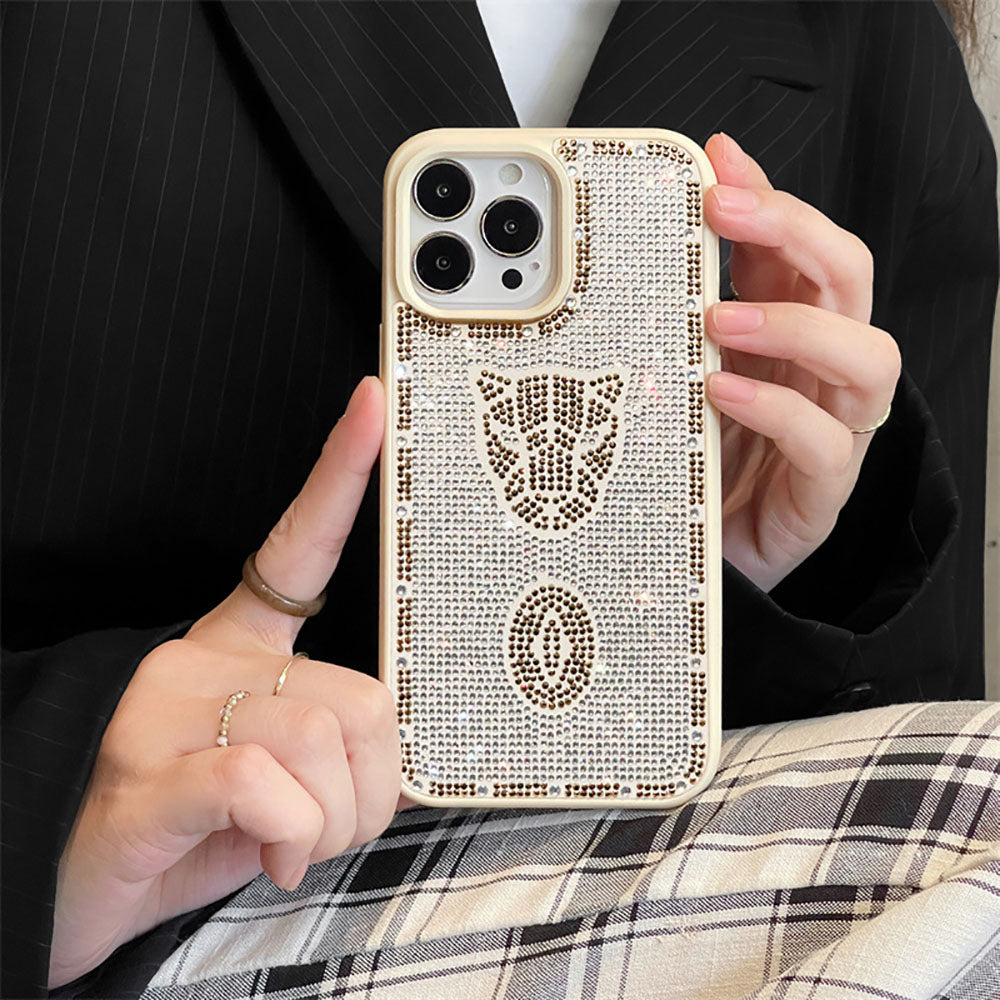 Shiny Rhinestone Leopard Phone Case For iPhone