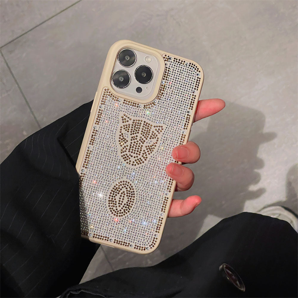 Shiny Rhinestone Leopard Phone Case For iPhone