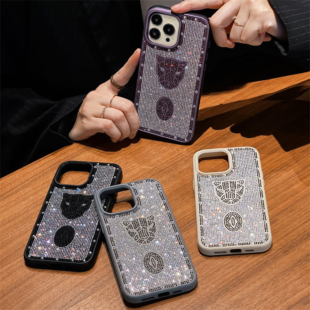 Shiny Rhinestone Leopard Phone Case For iPhone