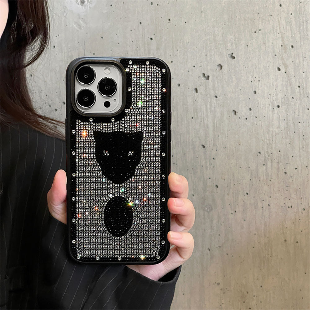 Shiny Rhinestone Leopard Phone Case For iPhone