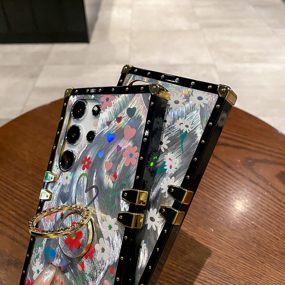 Colorful Laser Butterfly Rose Flower Phone Case For Samsung Galaxy