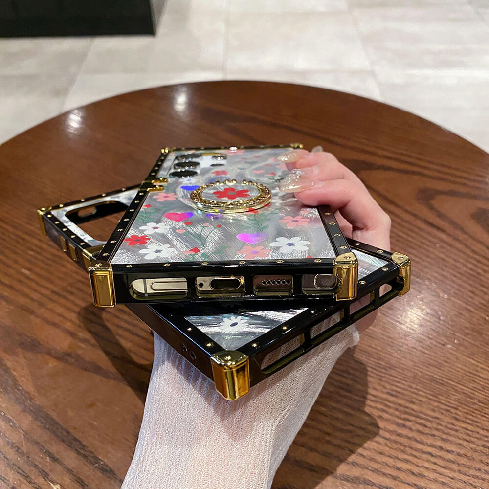 Colorful Laser Butterfly Rose Flower Phone Case For Samsung Galaxy