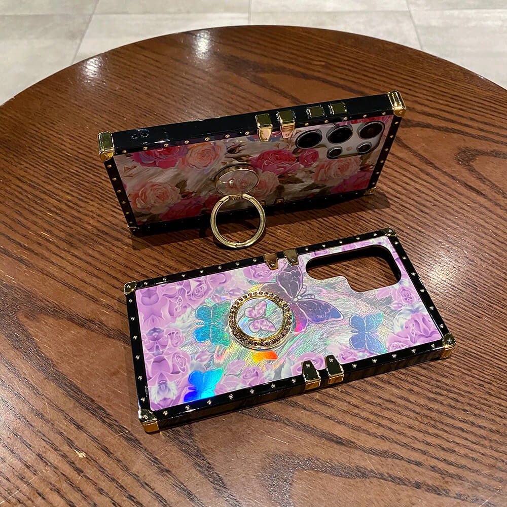 Colorful Laser Butterfly Rose Flower Phone Case For Samsung Galaxy