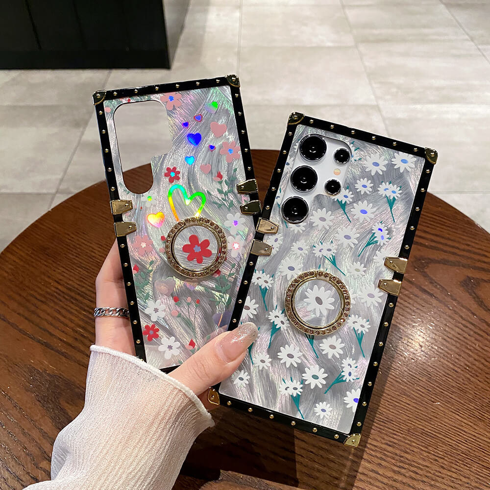 Colorful Laser Butterfly Rose Flower Phone Case For Samsung Galaxy