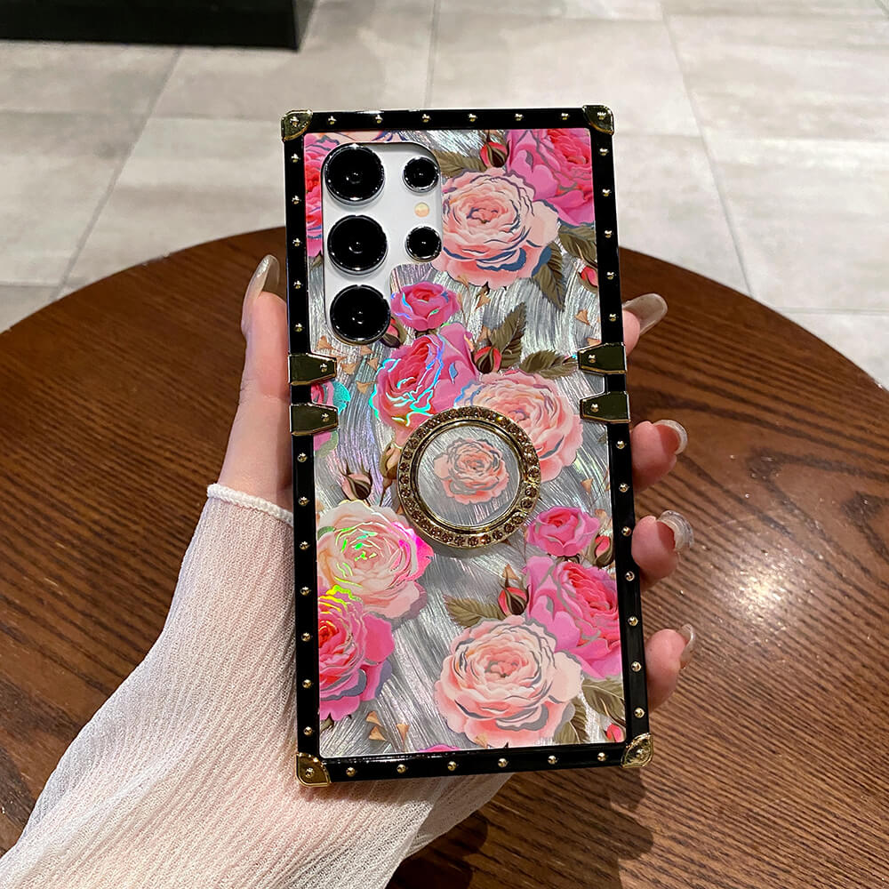 Colorful Laser Butterfly Rose Flower Phone Case For Samsung Galaxy