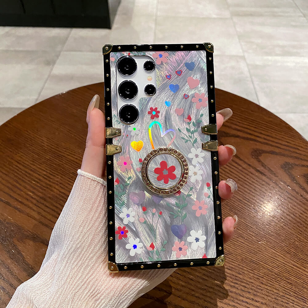 Colorful Laser Butterfly Rose Flower Phone Case For Samsung Galaxy