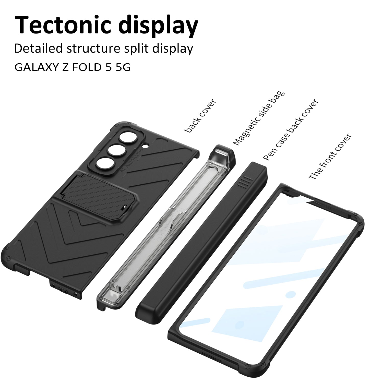 Magnetic Samsung Galaxy Z Fold5 Fold4 Fold3 Case Business Folding Armor Cover With Film & Slide Pen Slot and Kickstand - mycasety2023 Mycasety