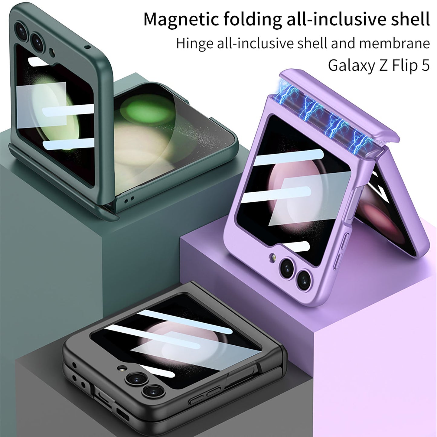 Magnetic All-included Shockproof Phone Case For Galaxy Flip 7/6/5/4/3 With Back Screen Protector