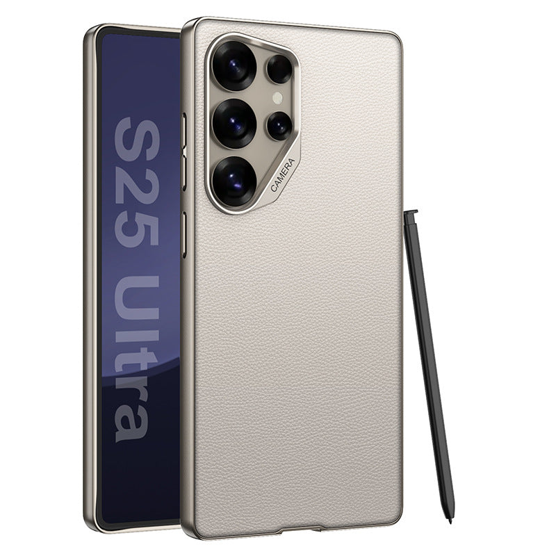 Metal Leather Lens Drop-Proof Protective Phone Case For Samsung Galaxy