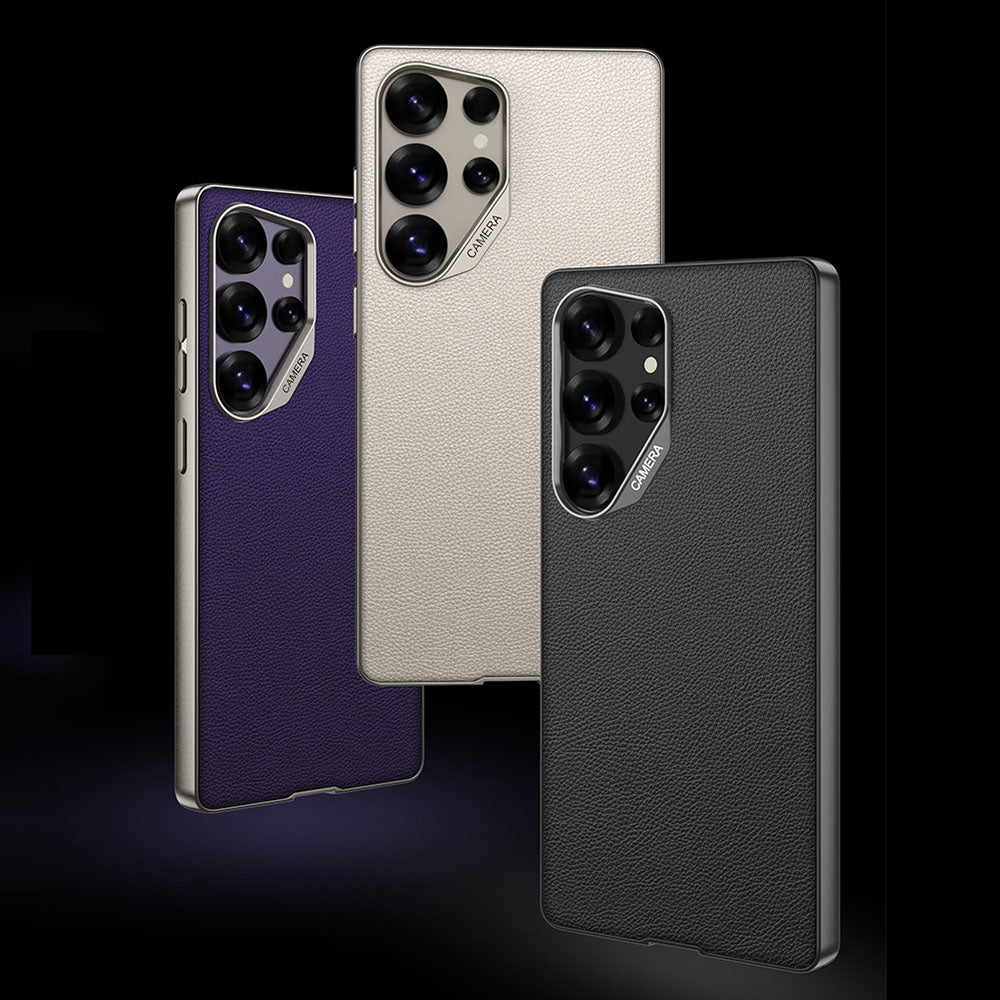 Metal Leather Lens Drop-Proof Protective Phone Case For Samsung Galaxy