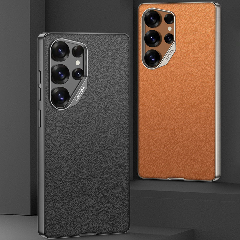 Metal Leather Lens Drop-Proof Protective Phone Case For Samsung Galaxy