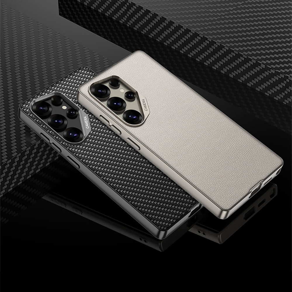 Metal Leather Lens Drop-Proof Protective Phone Case For Samsung Galaxy