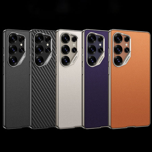 Metal Leather Lens Drop-Proof Protective Phone Case For Samsung Galaxy