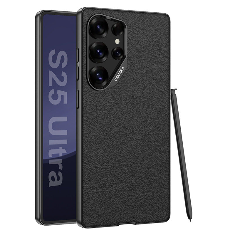 Metal Leather Lens Drop-Proof Protective Phone Case For Samsung Galaxy