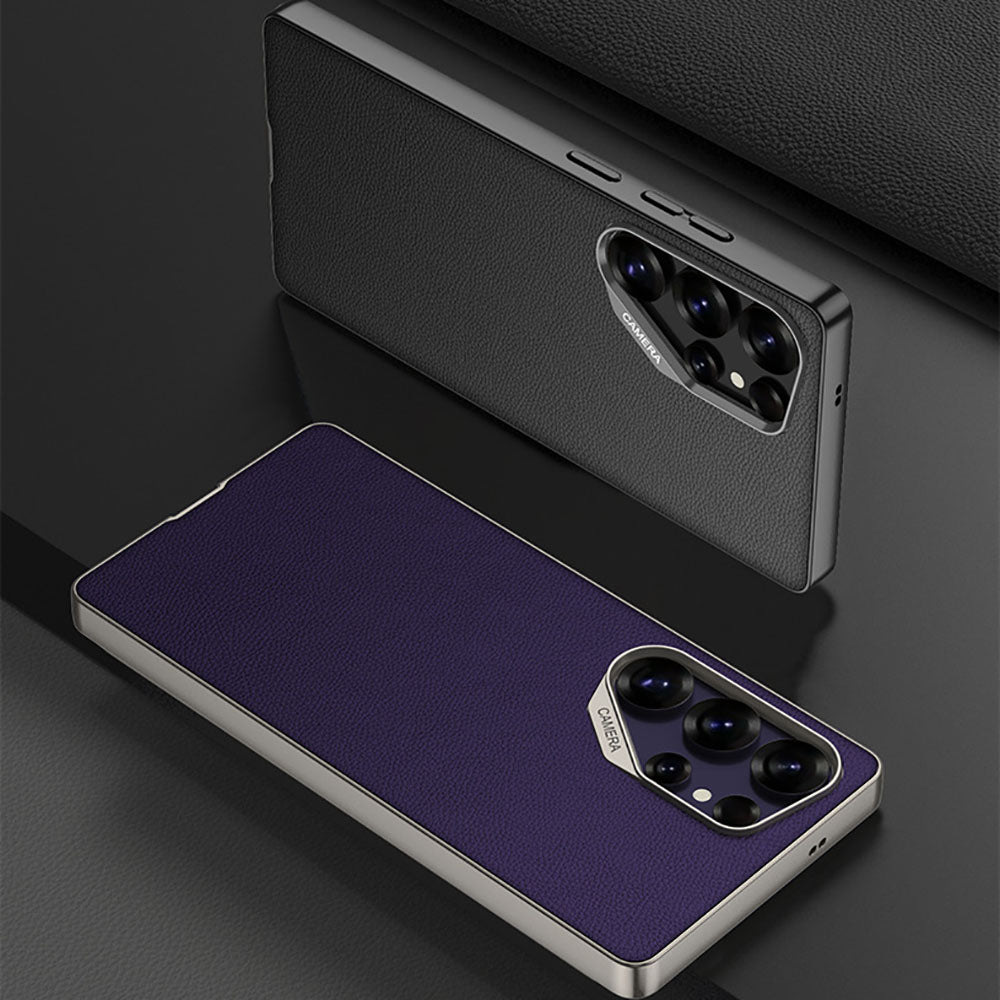 Metal Leather Lens Drop-Proof Protective Phone Case For Samsung Galaxy