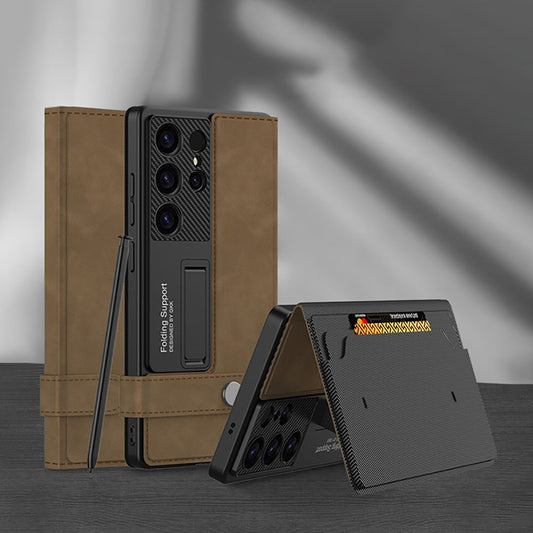 Leather Flip Card Wallet Business Style Phone Case For Samsung Galaxy