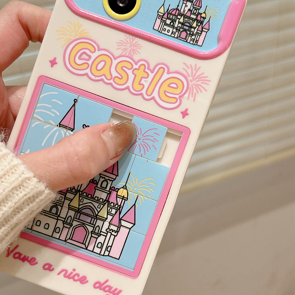 Pink Fireworks Castle Puzzle Phone Case For iPhone