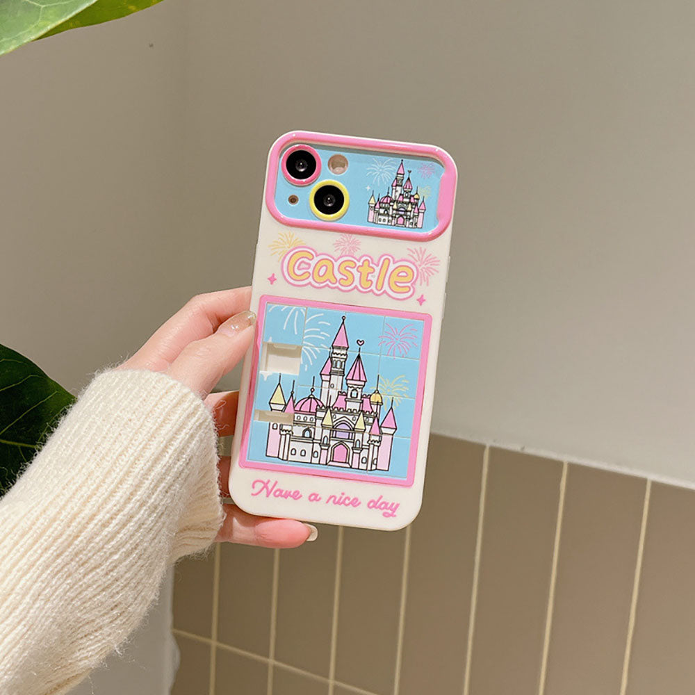 Pink Fireworks Castle Puzzle Phone Case For iPhone