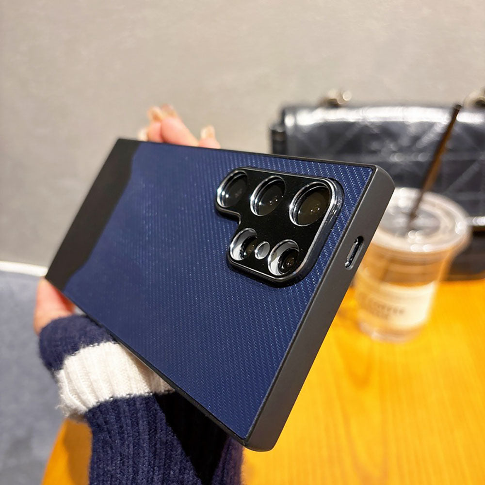Metal Lens Protection Leather Color Block Phone Case For Samsung Galaxy