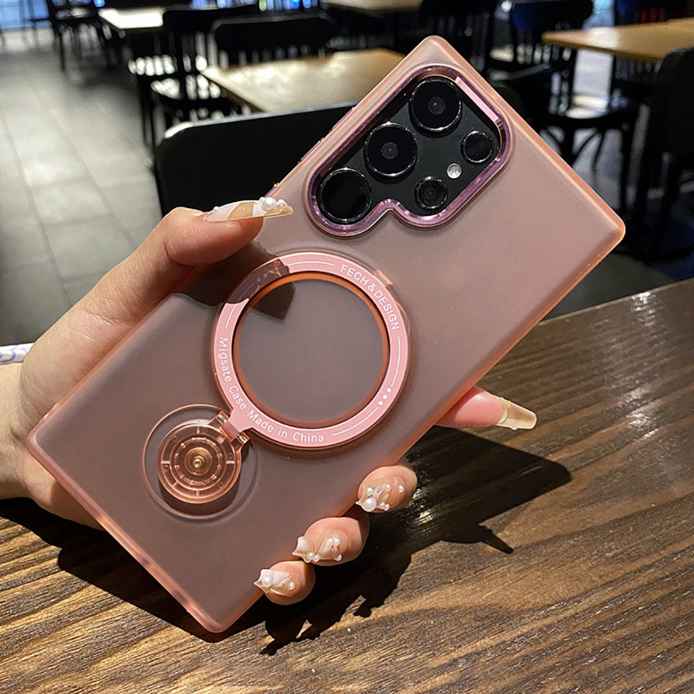 Frosted Transparent Magnetic Stand Anti-Fall Phone Case For Samsung