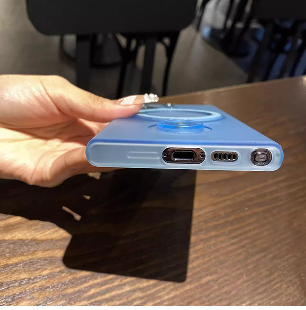 Frosted Transparent Magnetic Stand Anti-Fall Phone Case For Samsung