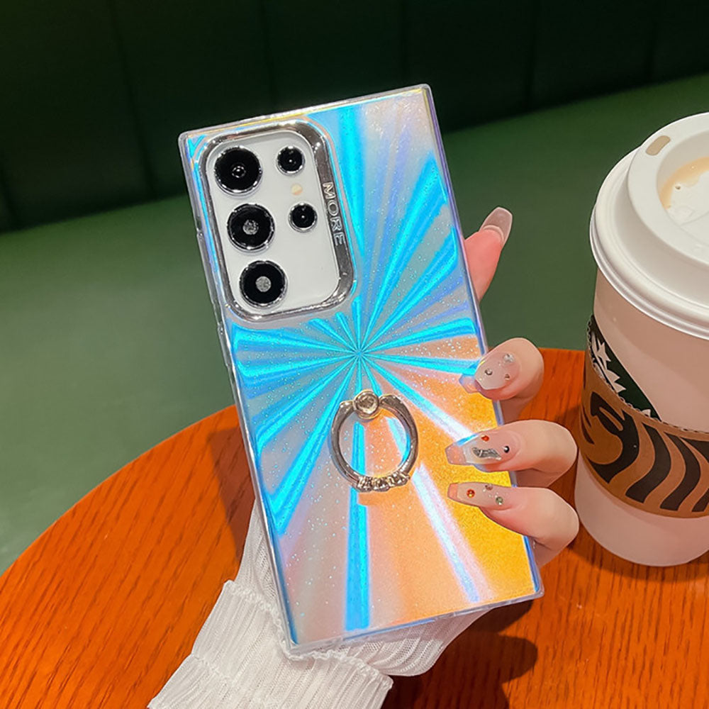 Newest Laser Texture Electroplating All-Inclusive Ring Holder Phone Case For Samsung