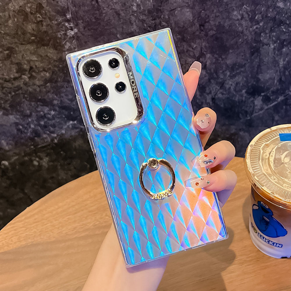 Newest Laser Texture Electroplating All-Inclusive Ring Holder Phone Case For Samsung