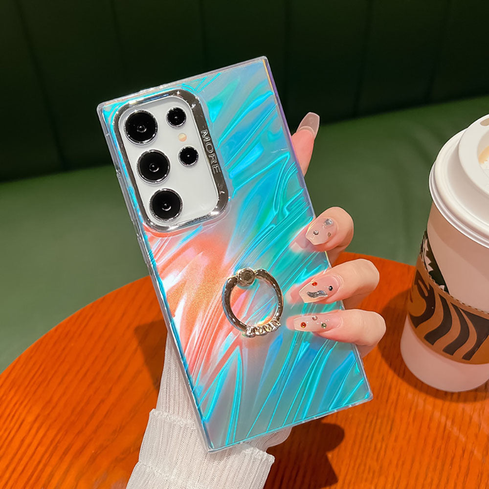 Newest Laser Texture Electroplating All-Inclusive Ring Holder Phone Case For Samsung