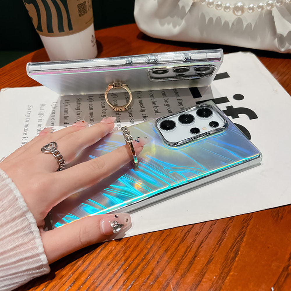 Newest Laser Texture Electroplating All-Inclusive Ring Holder Phone Case For Samsung