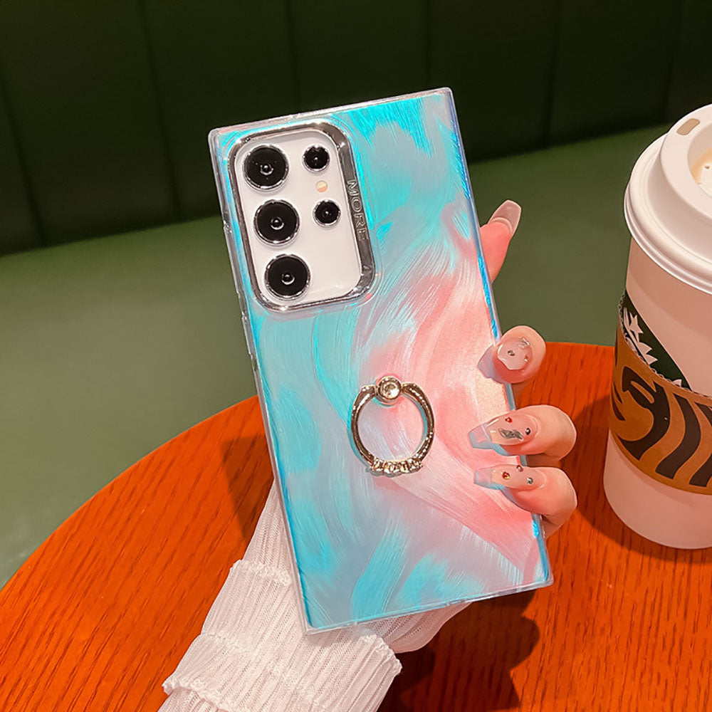 Newest Laser Texture Electroplating All-Inclusive Ring Holder Phone Case For Samsung