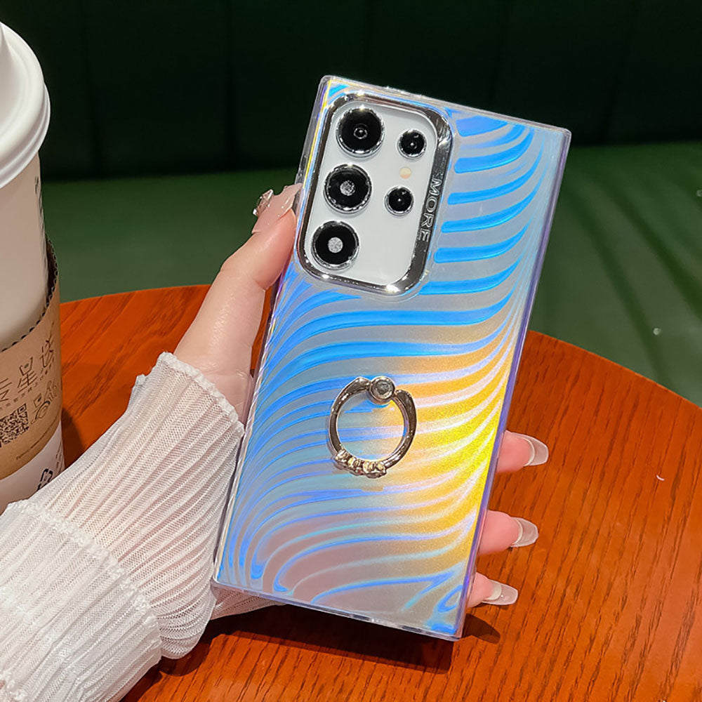 Newest Laser Texture Electroplating All-Inclusive Ring Holder Phone Case For Samsung