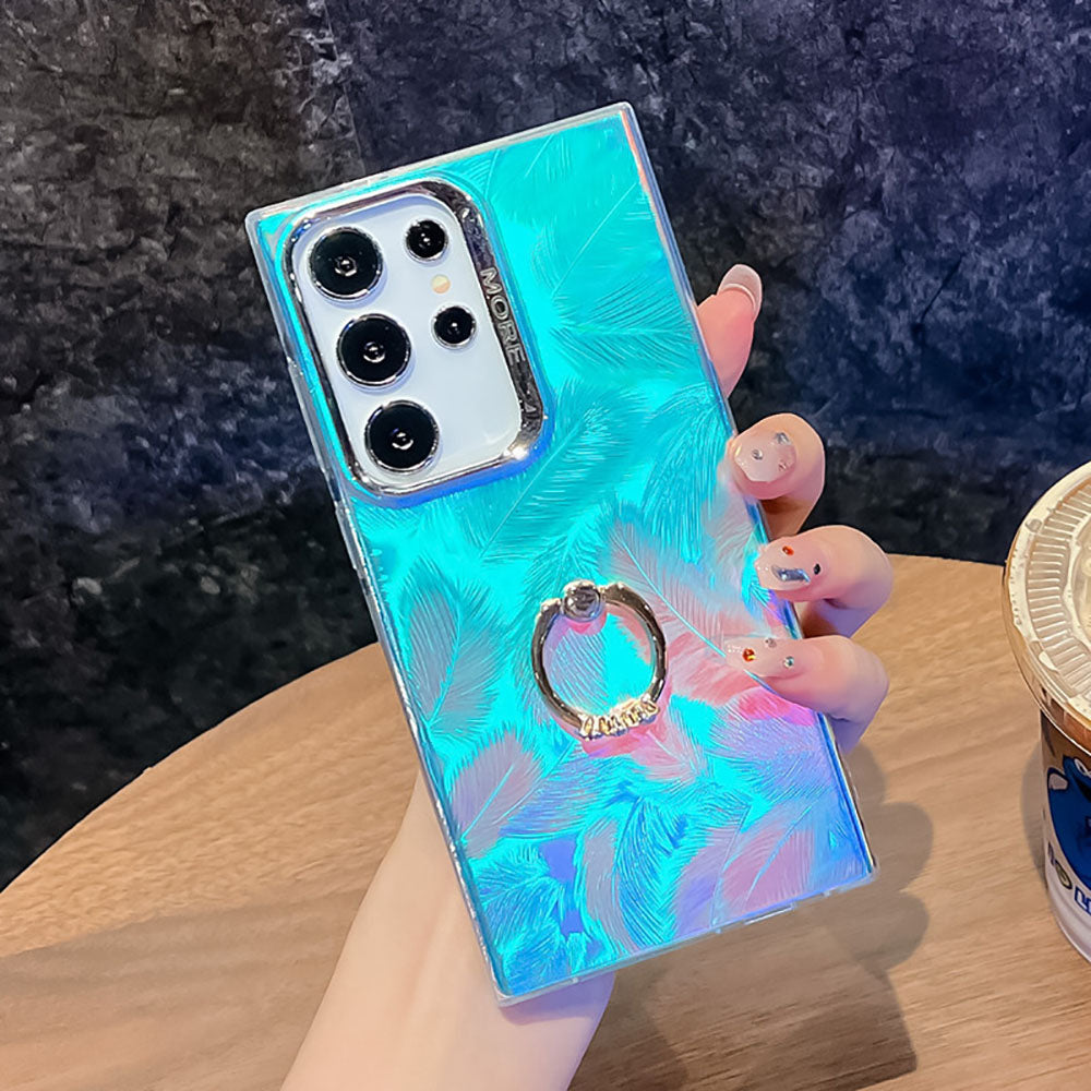 Newest Laser Texture Electroplating All-Inclusive Ring Holder Phone Case For Samsung