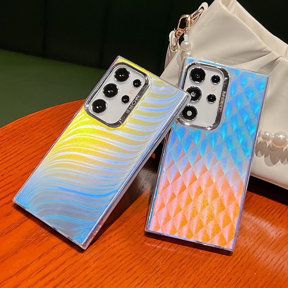 Newest Laser Texture Electroplating All-Inclusive Ring Holder Phone Case For Samsung